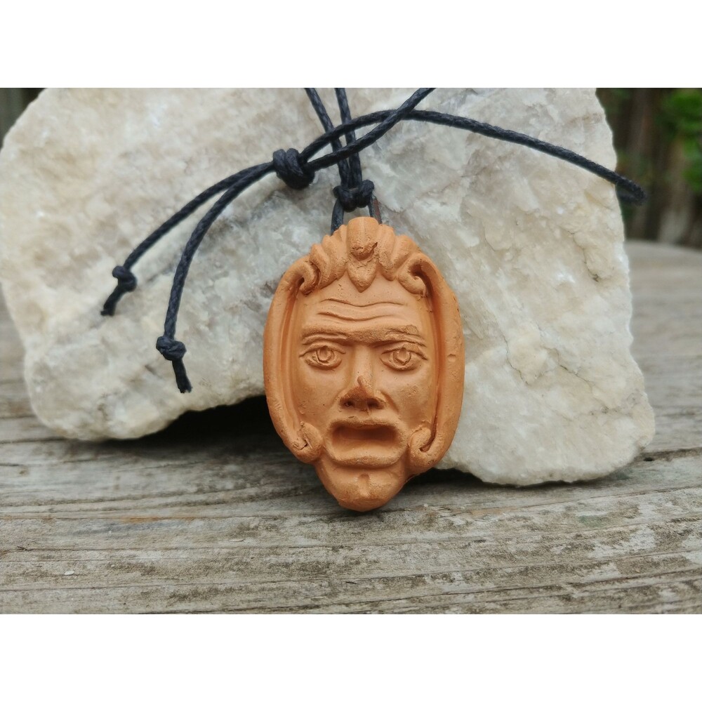 Vintage Mini Terra Cotta Mask Necklace